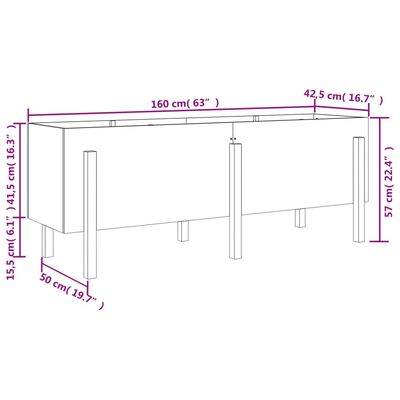 vidaXL Povišena vrtna gredica crna 160 x 50 x 57 cm masivna borovina