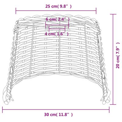 vidaXL Sjenilo za stropnu svjetiljku bijelo Ø30x20 cm od pruća