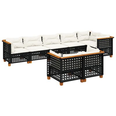 vidaXL 8-dijelni set vrtnih sofa od poliratana s jastucima crni