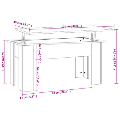 vidaXL Stolić za kavu boja hrasta 101x49x52 cm konstruirano drvo