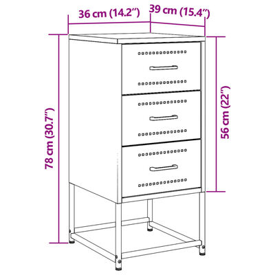 vidaXL Noćni ormarići 2 kom crni 36x39x78 cm čelični