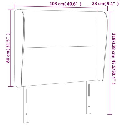 vidaXL Uzglavlje s ušima tamnosivo 103x23x118/128 cm baršunasto