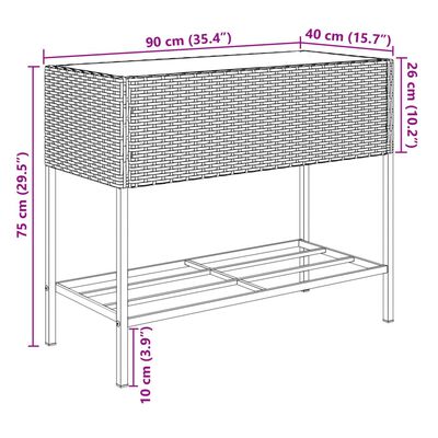 vidaXL Vrtne sadilice s policom 2 kom crne 90 x 40 x 75 cm poliratan