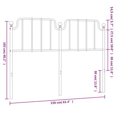 vidaXL Metalno uzglavlje bijelo 150 cm