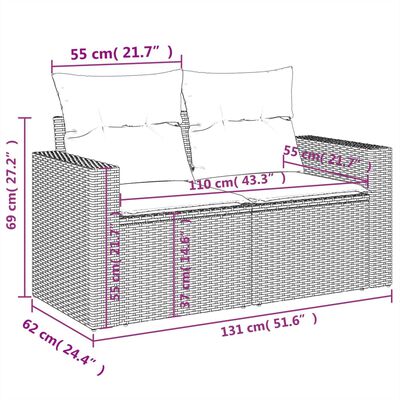 vidaXL 11-dijelni set vrtnih sofa od poliratana s jastucima sivi