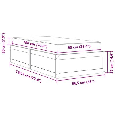 vidaXL Krevet s madracem voštano smeđi 90 x 190 cm od masivne borovine