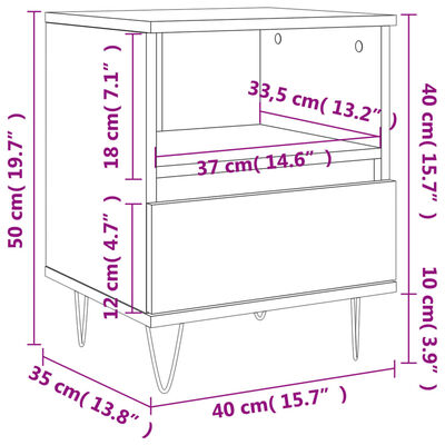 vidaXL Noćni ormarići 2 kom boja hrasta 40x35x50 cm konstruirano drvo