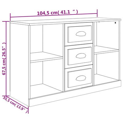 vidaXL Komoda boja dimljenog hrasta 104,5 x 35,5 x 67,5 cm drvena