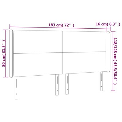 vidaXL LED uzglavlje tamnosmeđe 183x16x118/128 cm od tkanine