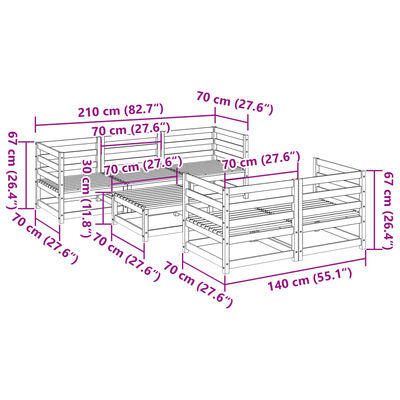 vidaXL 6-dijelni set vrtnih sofa od impregnirane borovine