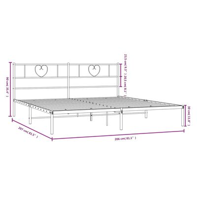 vidaXL Metalni okvir za krevet s uzglavljem crni 200x200 cm