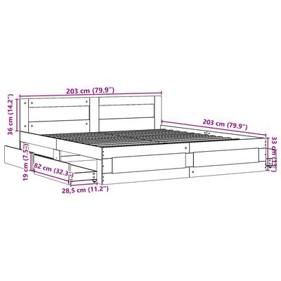 vidaXL Okvir za krevet s uzglavljem boja hrasta 200x200 cm drveni