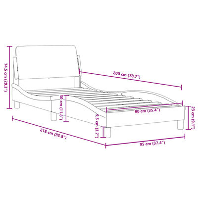 vidaXL Okvir za krevet s uzglavljem tamnozeleni 90x200 cm baršunasti