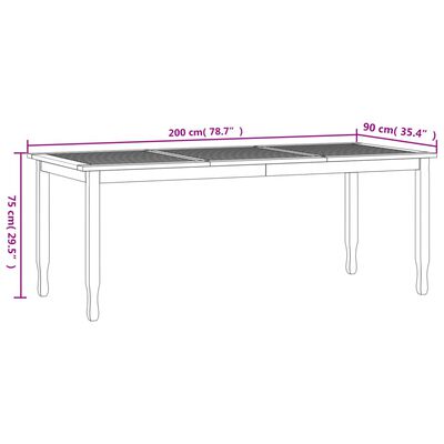 vidaXL Vrtni blagovaonski stol 200 x 90 x 75 cm od masivne tikovine