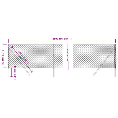 vidaXL Žičana ograda zelena 0,8 x 25 m