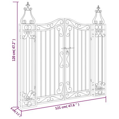 vidaXL Vrtna vrata crna 121 x 8 x 120 cm od kovanog željeza