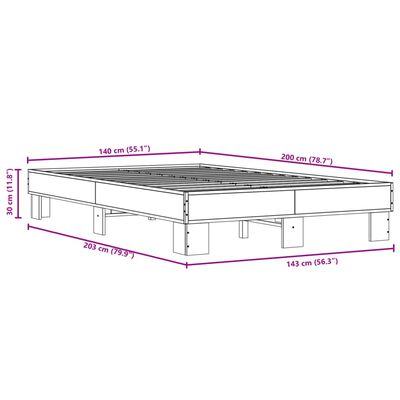 vidaXL Okvir kreveta boja hrasta 140x200 cm konstruirano drvo i metal