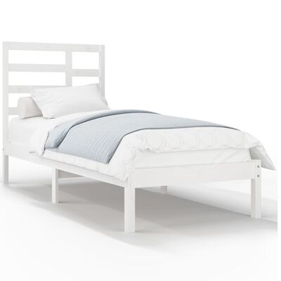 vidaXL Okvir za krevet od masivne borovine bijeli 90 x 200 cm