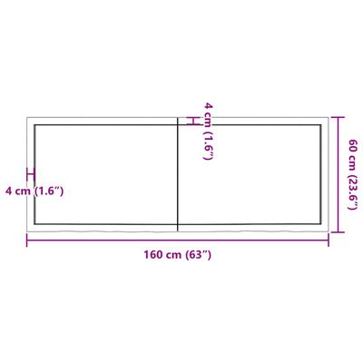 vidaXL Zidna polica svjetlosmeđa 160x60x(2-4) cm obrađena hrastovina