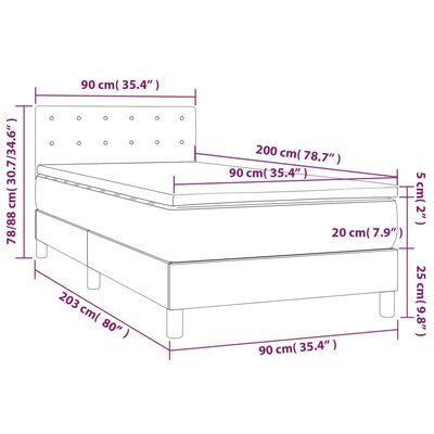 vidaXL Krevet box spring s madracem LED crni 90x200 cm od umjetne kože