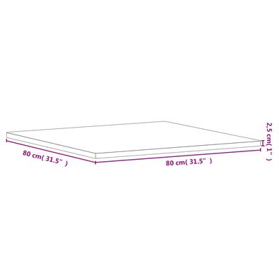 vidaXL Stolna ploča 80x80x2,5 cm četvrtasta od masivne bukovine