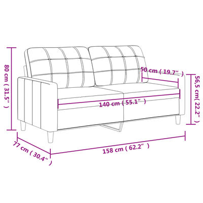 vidaXL Dvosjed od tkanine tamnosivi 140 cm