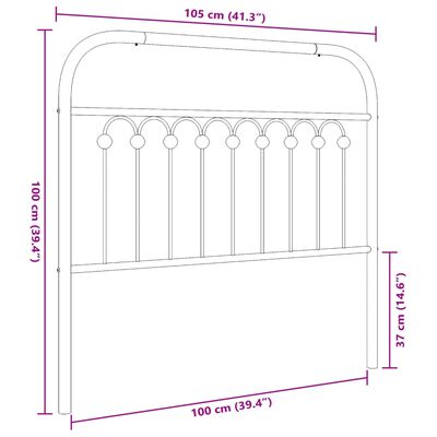 vidaXL Metalno uzglavlje bijelo 100 cm