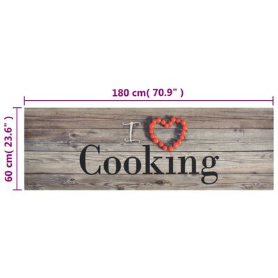 vidaXL Kuhinjski tepih perivi s natpisom Cooking 60x180 cm baršunasti