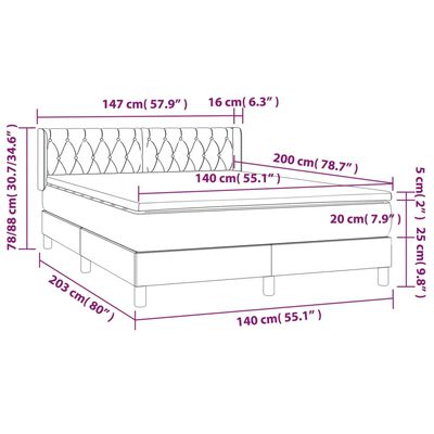 vidaXL Krevet box spring s madracem svjetlosivi 140x200 cm od tkanine