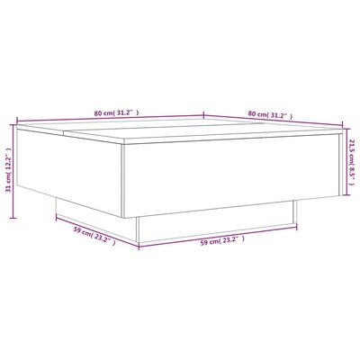 vidaXL Stolić za kavu boja dimljenog hrasta 80 x 80 x 31 cm od iverice