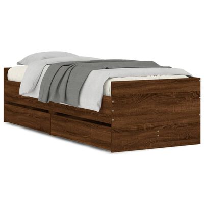 vidaXL Okvir kreveta s ladicama boja hrasta 75 x 190 cm za jednu osobu