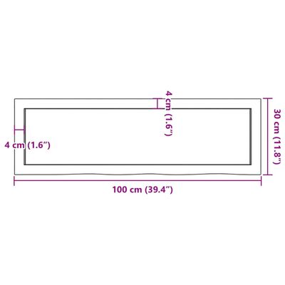 vidaXL Zidna polica svjetlosmeđa 100x30x(2-4) cm obrađena hrastovina