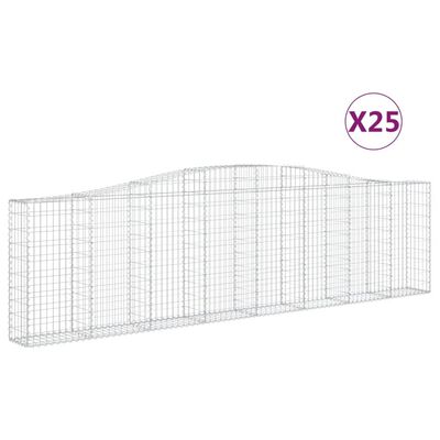 vidaXL Lučne gabionske košare 25kom 400x30x100/120cm pocinčano željezo