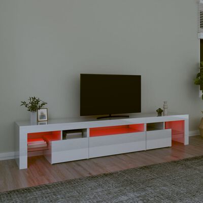vidaXL TV ormarić s LED svjetlima visoki sjaj bijeli 215x36,5x40 cm