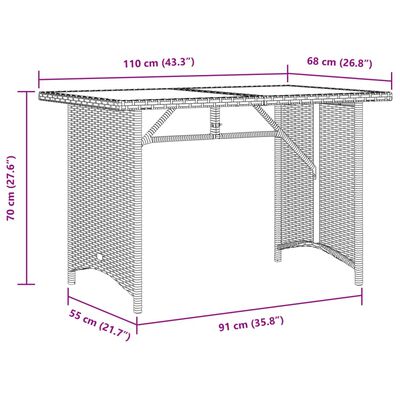 vidaXL Vrtni stol s drvenom pločom crni 110 x 68 x 70 cm od poliratana