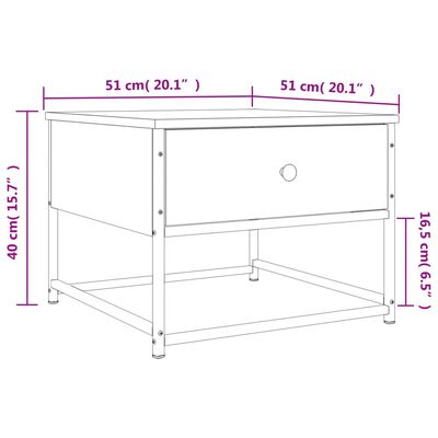 vidaXL Stolić za kavu boja hrasta 51 x 51 x 40 cm konstruirano drvo