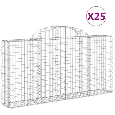 vidaXL Lučne gabionske košare 25kom 200x30x100/120cm pocinčano željezo