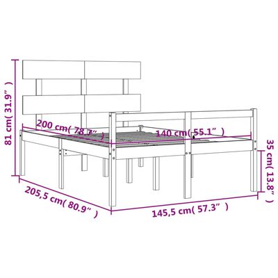 vidaXL Krevet za starije uzglavljem boja meda 140x200 cm masivnog drva