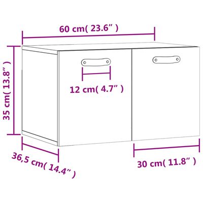 vidaXL Zidni ormarić crni 60 x 36,5 x 35 cm od konstruiranog drva