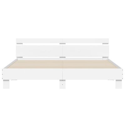 vidaXL Okvir kreveta s uzglavljem i LED bijeli 160 x 200 cm