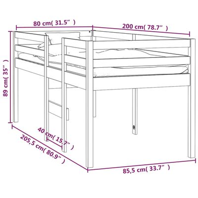 vidaXL Visoki krevet boja meda 80x200 cm od masivne borovine