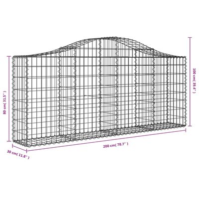 vidaXL Lučne gabionske košare 3 kom 200x30x80/100 cm pocinčano željezo