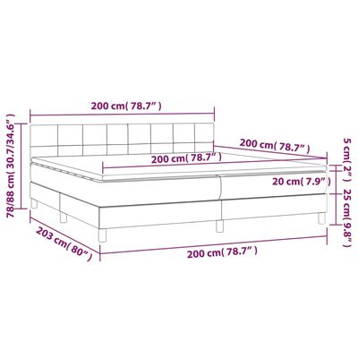 vidaXL Krevet box spring s madracem LED tamnoplavi 200x200 cm baršun