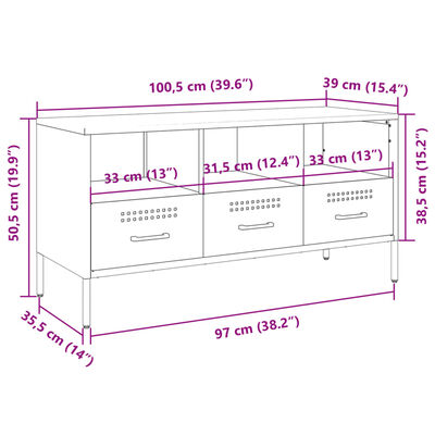 vidaXL TV ormarić ružičasti 100,5 x 39 x 50,5 cm hladno valjani čelik