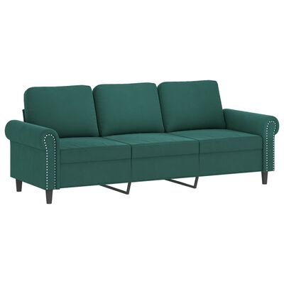 vidaXL 2-dijelni set sofa s jastucima tamnozeleni baršunasti