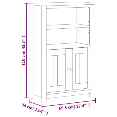 vidaXL Kupaonski ormarić BERG bijeli 69,5x34x110cm od masivne borovine