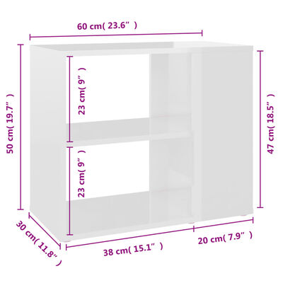 vidaXL Bočni ormarić visoki sjaj bijeli 60x30x50 cm konstruirano drvo