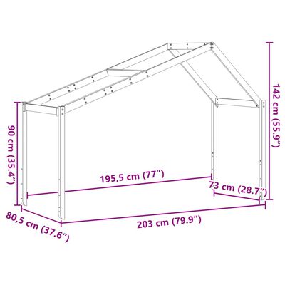 vidaXL Krov za dječji krevet 203 x 80,5 x 142 cm od masivne borovine