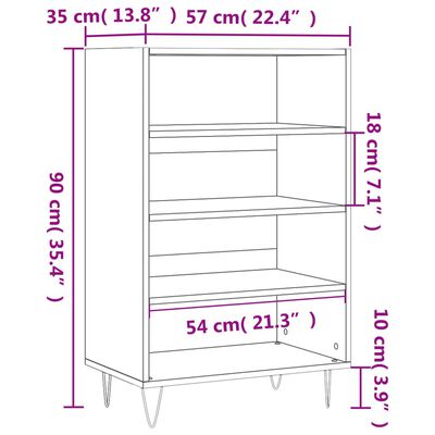 vidaXL Visoka komoda boja hrasta sonome 57x35x90 cm konstruirano drvo