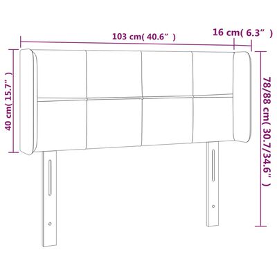 vidaXL Uzglavlje s ušima svjetlosivo 103x16x78/88 cm baršunasto